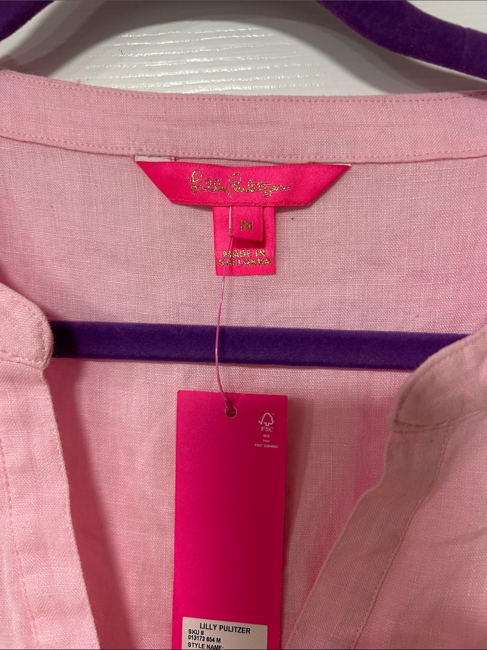 Lilly Pulitzer-Linen Bekah 3/4 sleeve Top - Women’s size M- pink blossom - Picture 3 of 6